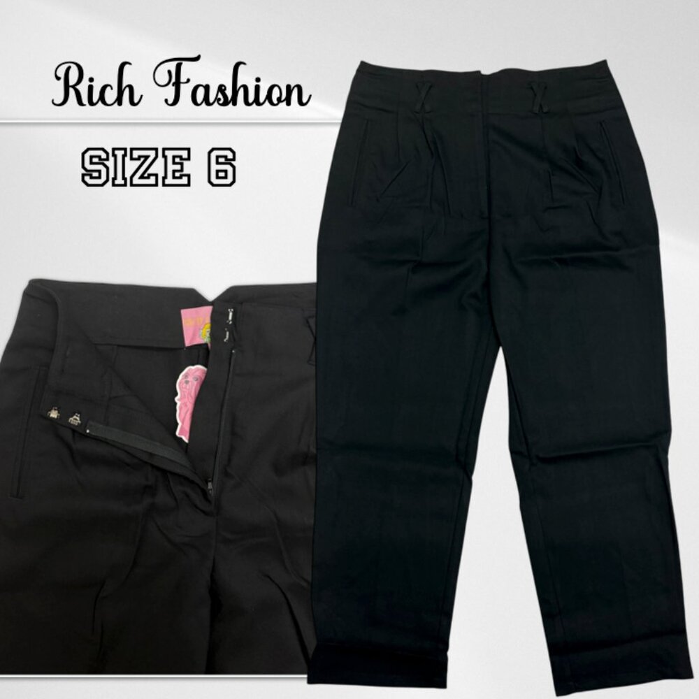 Rich Fashion Pants women size 6 Black NWT